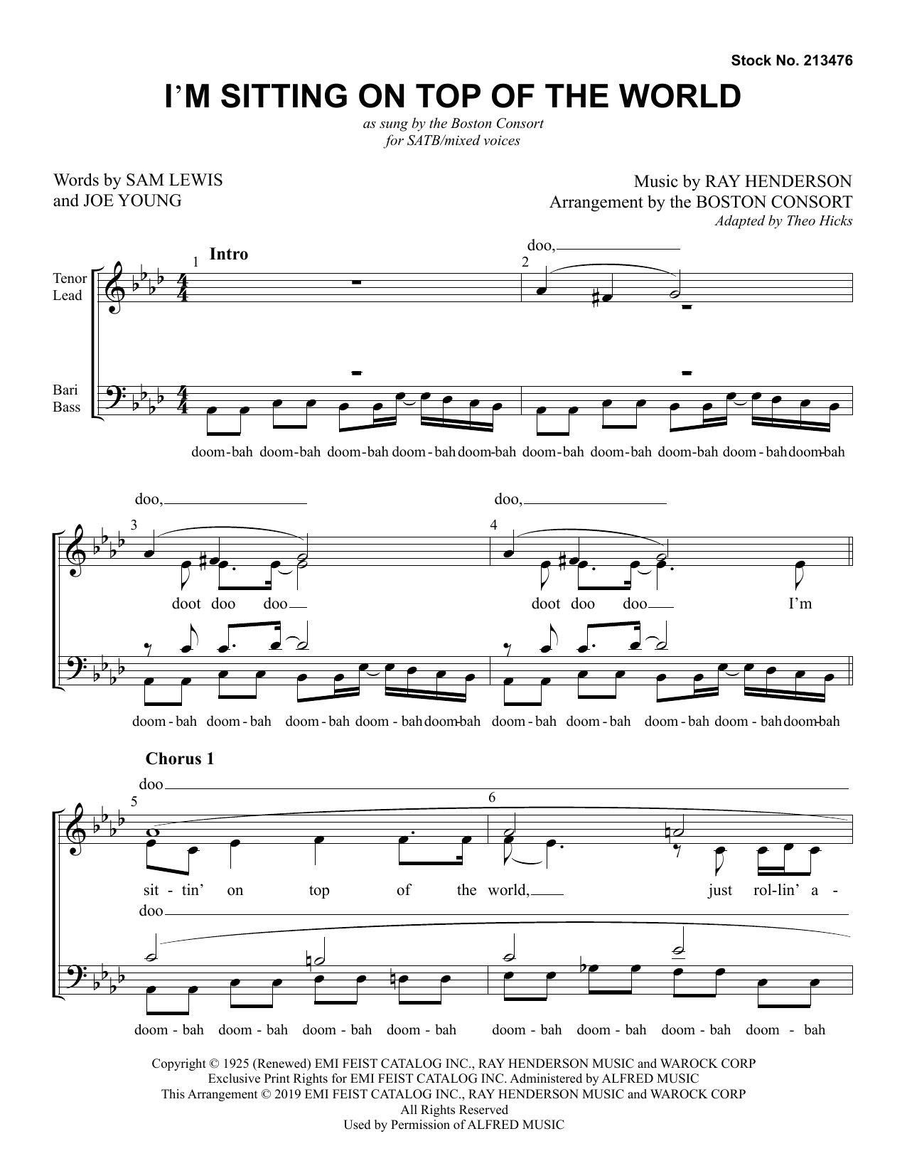 Boston Consort I'm Sitting On Top Of The World (arr. Boston Consort) sheet music notes and chords arranged for SSAA Choir