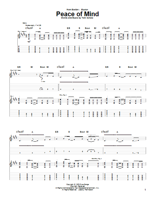 Boston Peace Of Mind sheet music notes and chords arranged for Cello Duet