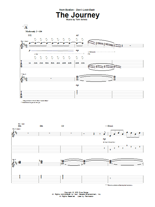 Boston The Journey sheet music notes and chords arranged for Guitar Tab
