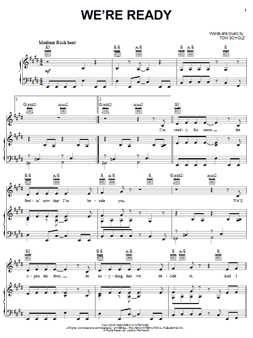 Boston We're Ready sheet music notes and chords arranged for Guitar Tab (Single Guitar)