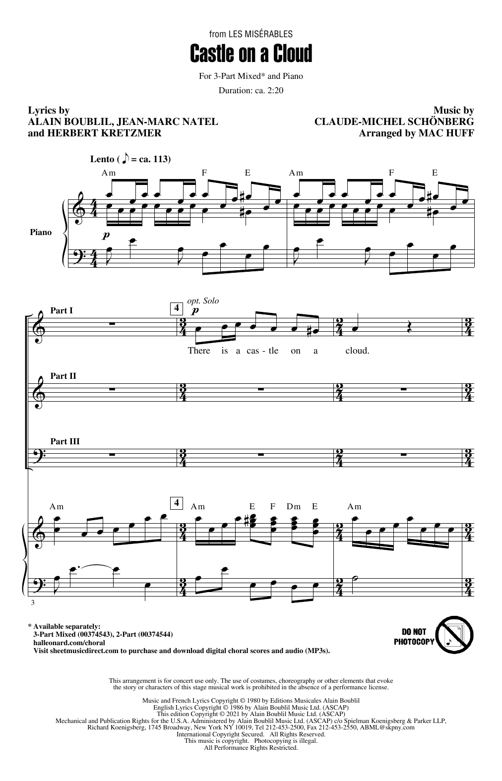 Boublil & Schonberg Castle On A Cloud (from Les Miserables) (arr. Mac Huff) sheet music notes and chords arranged for 3-Part Mixed Choir