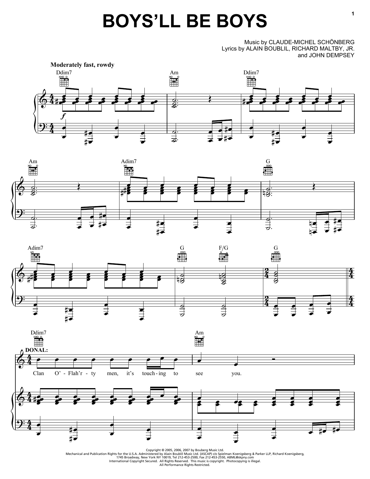 Boublil and Schonberg Boys'll Be Boys (from The Pirate Queen) sheet music notes and chords arranged for Piano, Vocal & Guitar Chords (Right-Hand Melody)