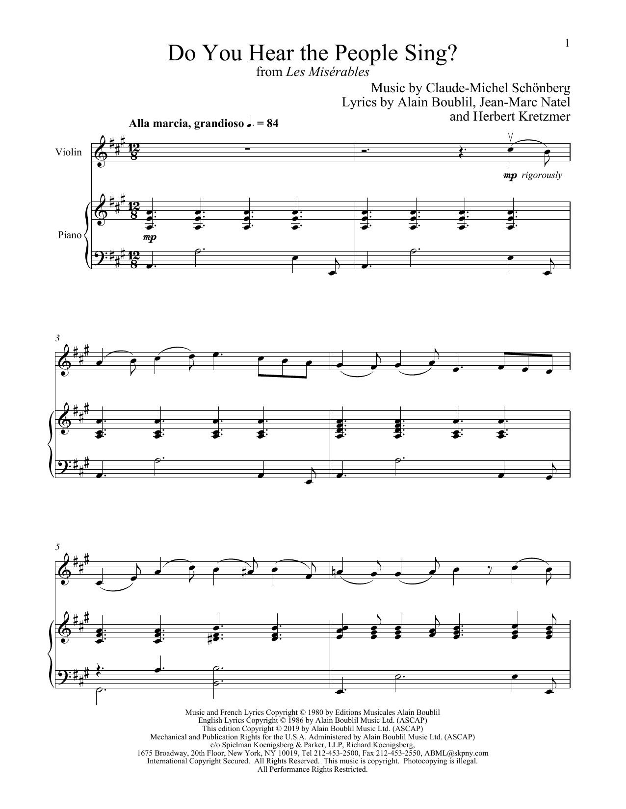 Boublil and Schonberg Do You Hear The People Sing? (from Les Miserables) sheet music notes and chords arranged for Clarinet and Piano