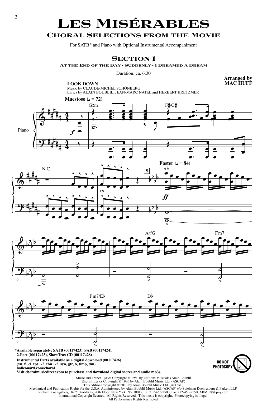 Boublil and Schonberg Les Miserables (Choral Selections From The Movie) (arr. Mac Huff) sheet music notes and chords arranged for SATB Choir