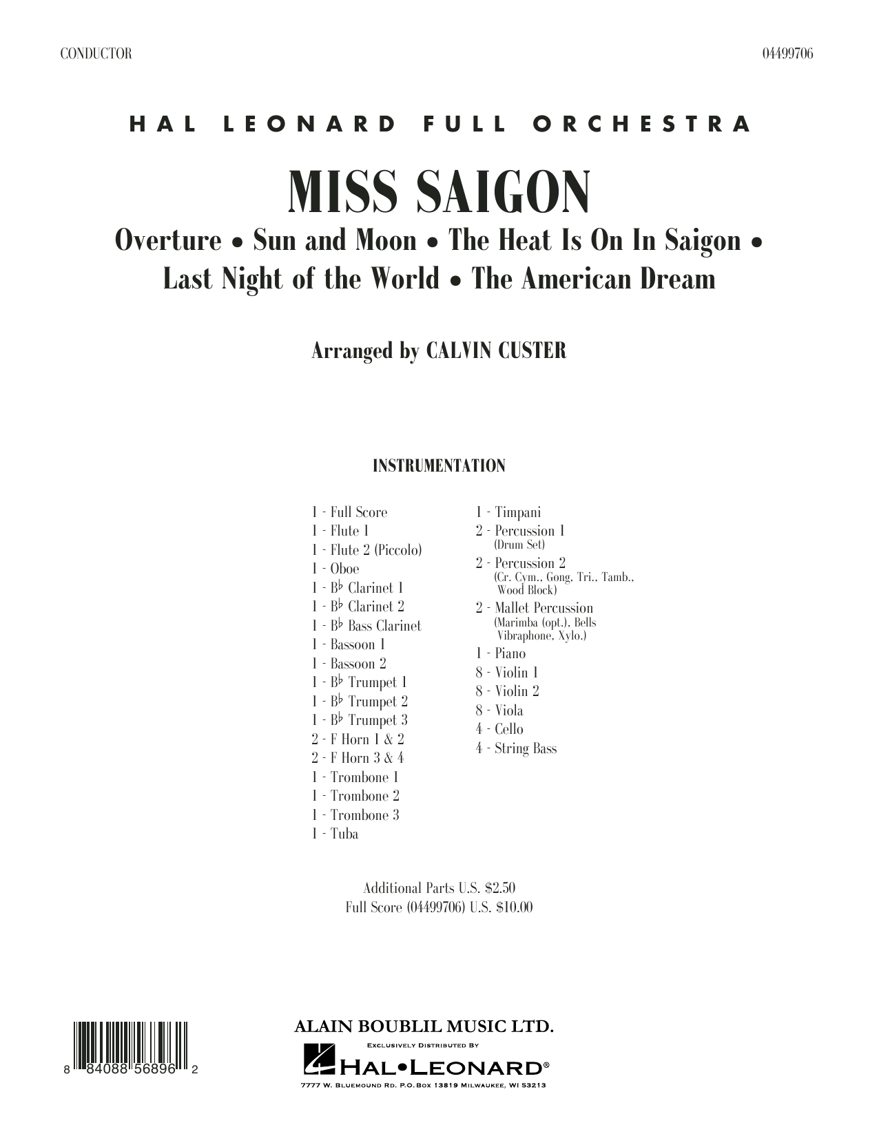 Boublil and Schonberg Miss Saigon (arr. Calvin Custer) - Full Score sheet music notes and chords arranged for Full Orchestra