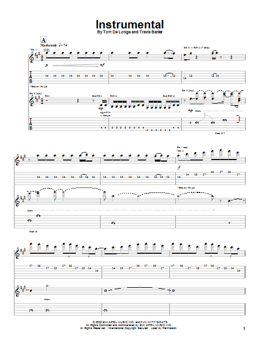 Box Car Racer Instrumental sheet music notes and chords arranged for Guitar Tab