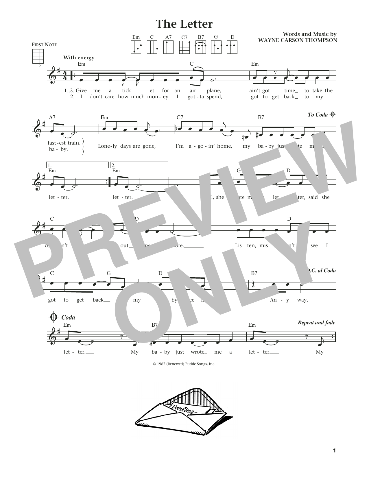 Box Tops The Letter (from The Daily Ukulele) (arr. Liz and Jim Beloff) sheet music notes and chords arranged for Ukulele