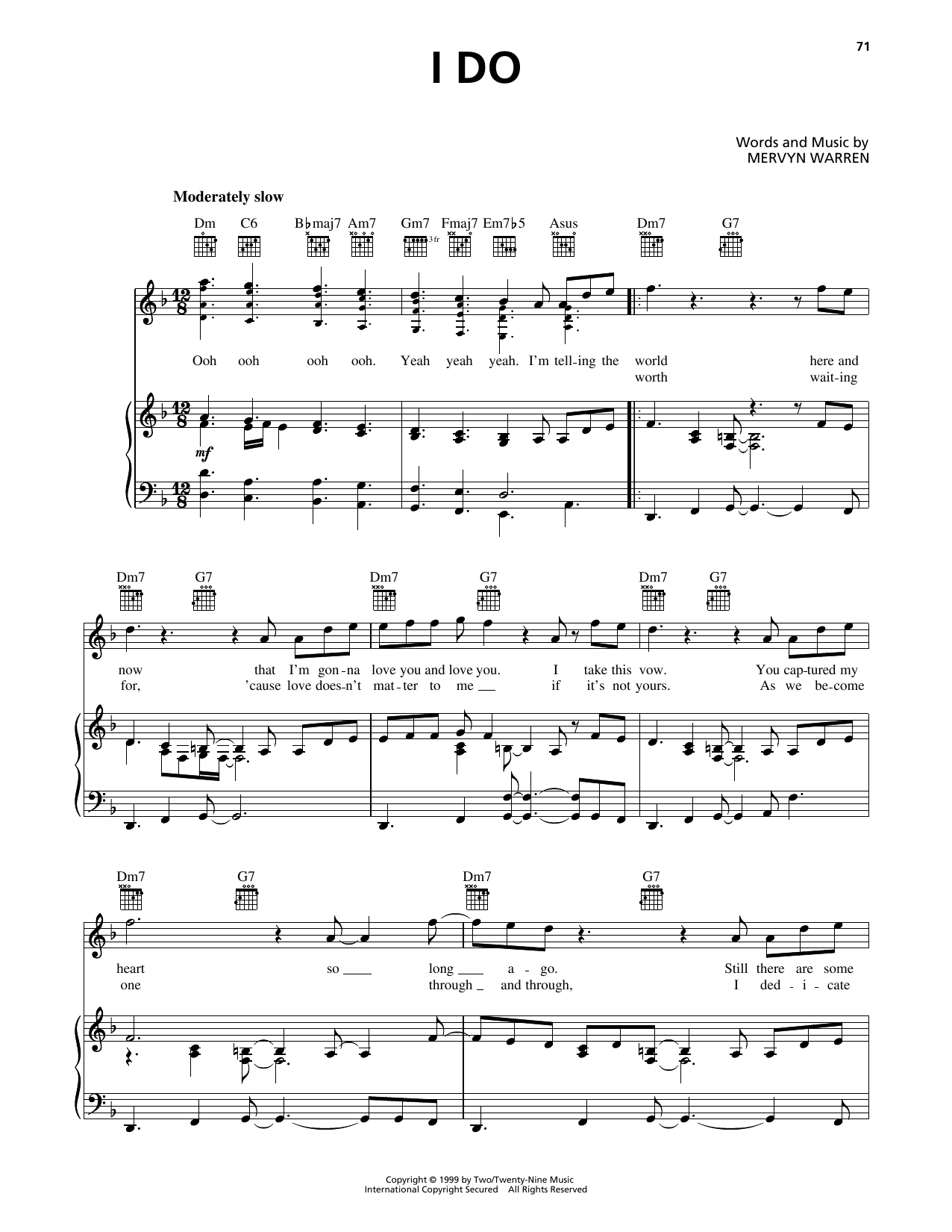 Boyz II Men I Do sheet music notes and chords arranged for Piano, Vocal & Guitar Chords (Right-Hand Melody)
