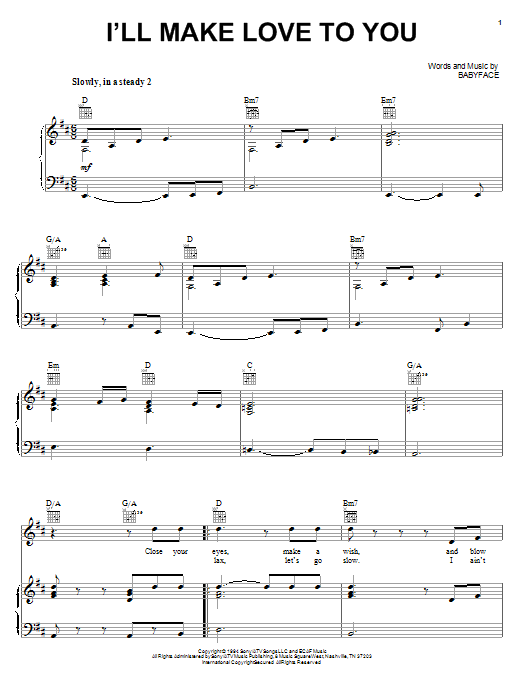 Boyz II Men I'll Make Love To You sheet music notes and chords arranged for Piano, Vocal & Guitar Chords (Right-Hand Melody)