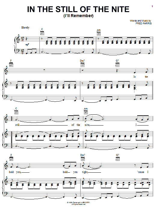Boyz II Men In The Still Of The Nite (I'll Remember) sheet music notes and chords arranged for Easy Piano
