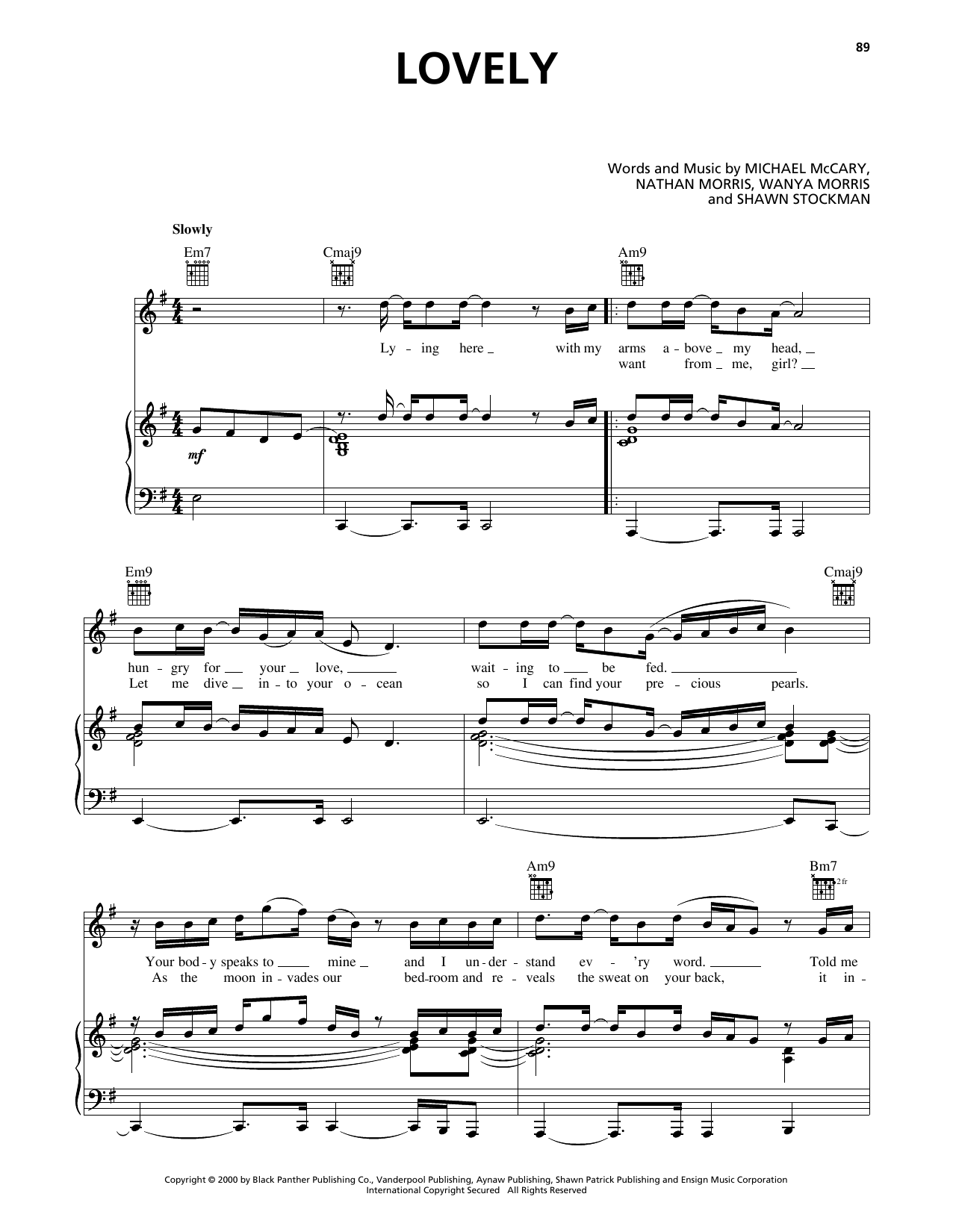 Boyz II Men Lovely sheet music notes and chords arranged for Piano, Vocal & Guitar Chords (Right-Hand Melody)