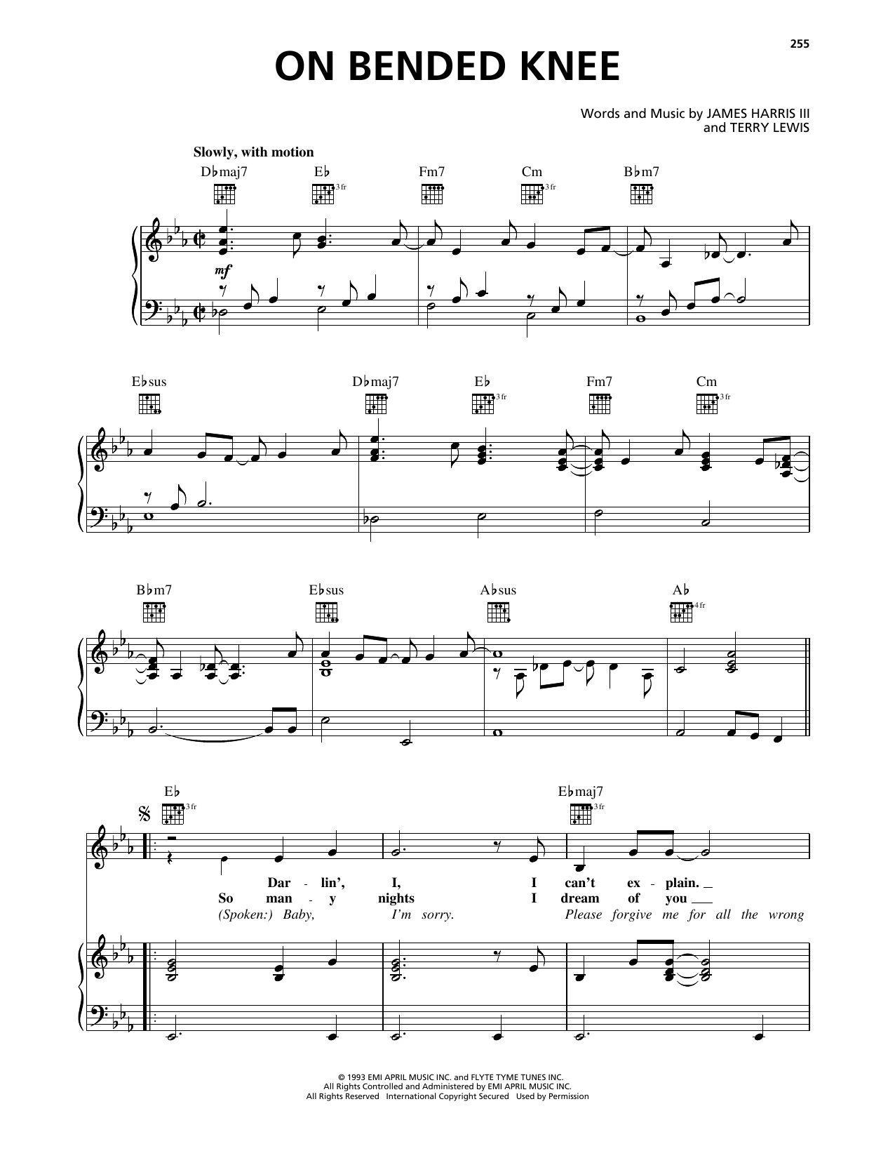 Boyz II Men On Bended Knee sheet music notes and chords arranged for Piano, Vocal & Guitar Chords (Right-Hand Melody)
