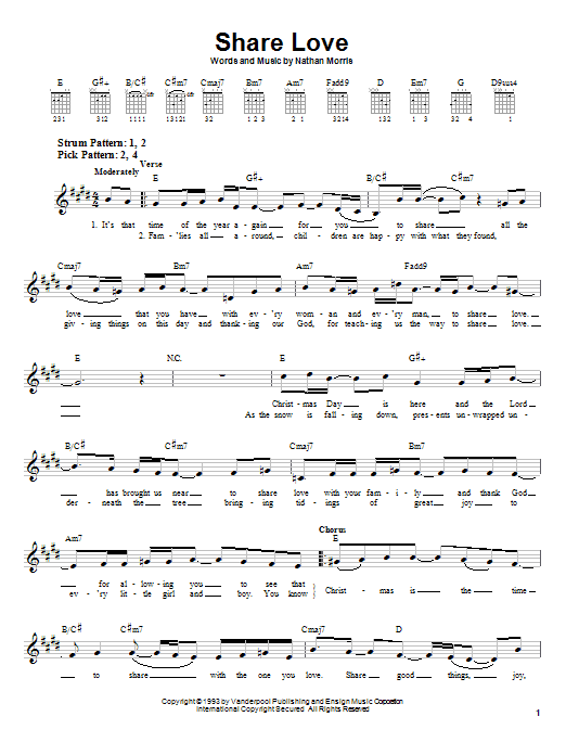 Boyz II Men Share Love sheet music notes and chords arranged for Easy Guitar