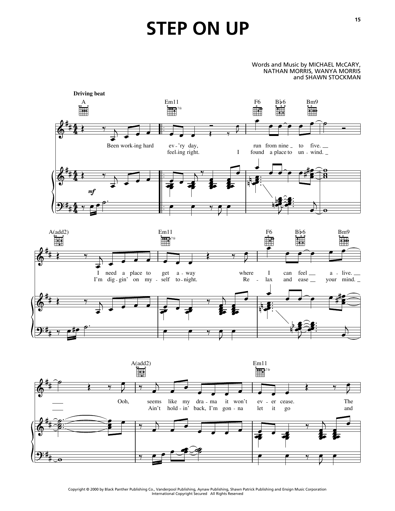 Boyz II Men Step On Up sheet music notes and chords arranged for Piano, Vocal & Guitar Chords (Right-Hand Melody)