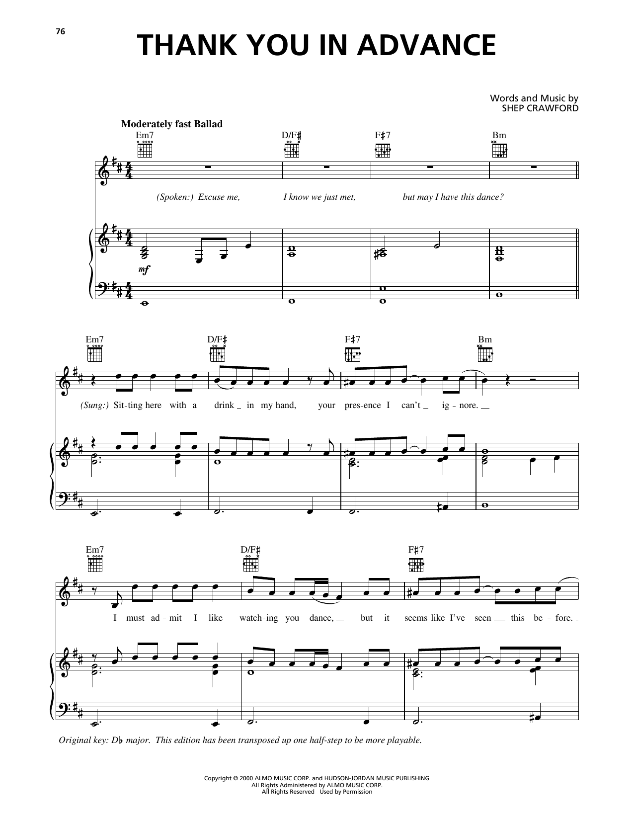 Boyz II Men Thank You In Advance sheet music notes and chords arranged for Piano, Vocal & Guitar Chords (Right-Hand Melody)