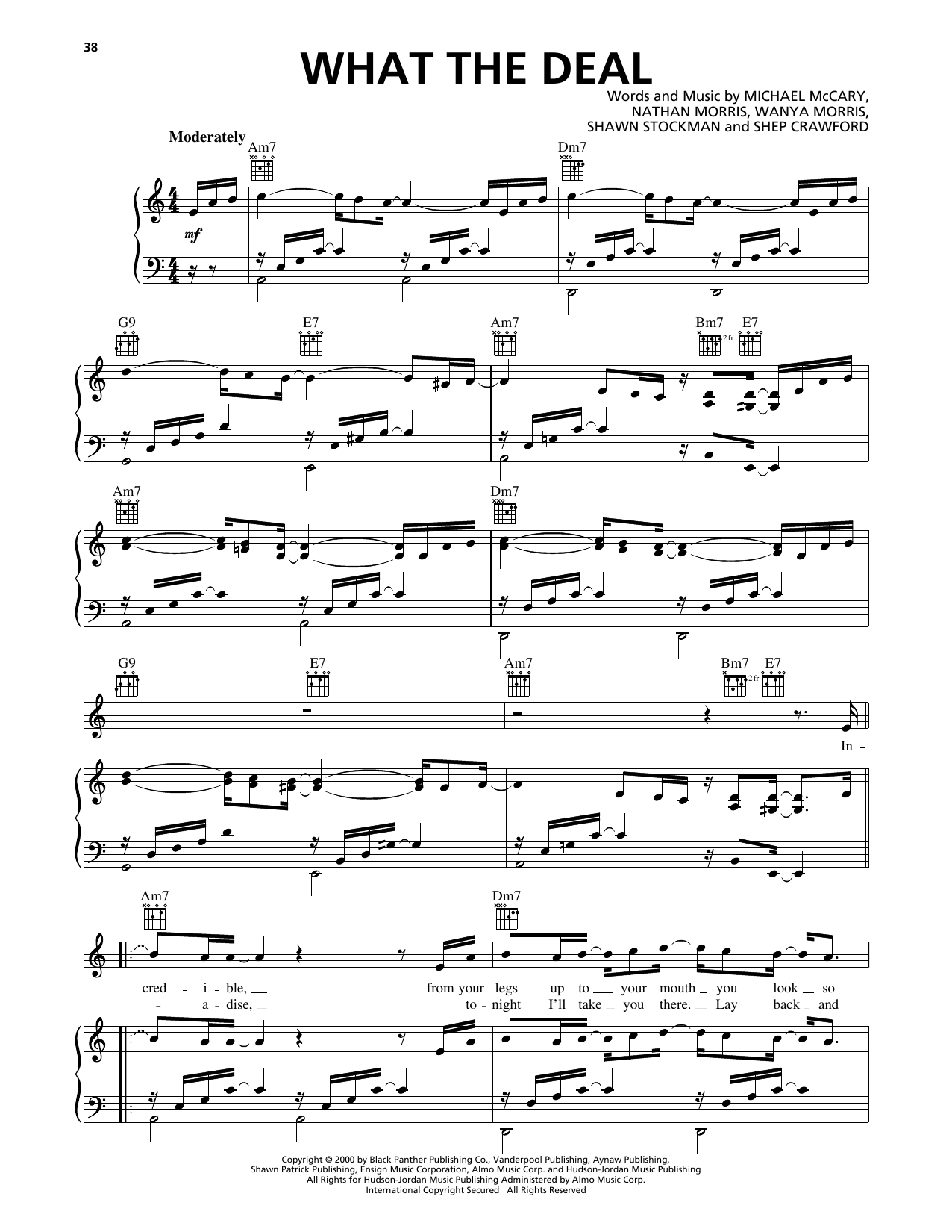 Boyz II Men What The Deal sheet music notes and chords arranged for Piano, Vocal & Guitar Chords (Right-Hand Melody)