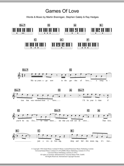 Boyzone Games Of Love sheet music notes and chords arranged for Piano Chords/Lyrics