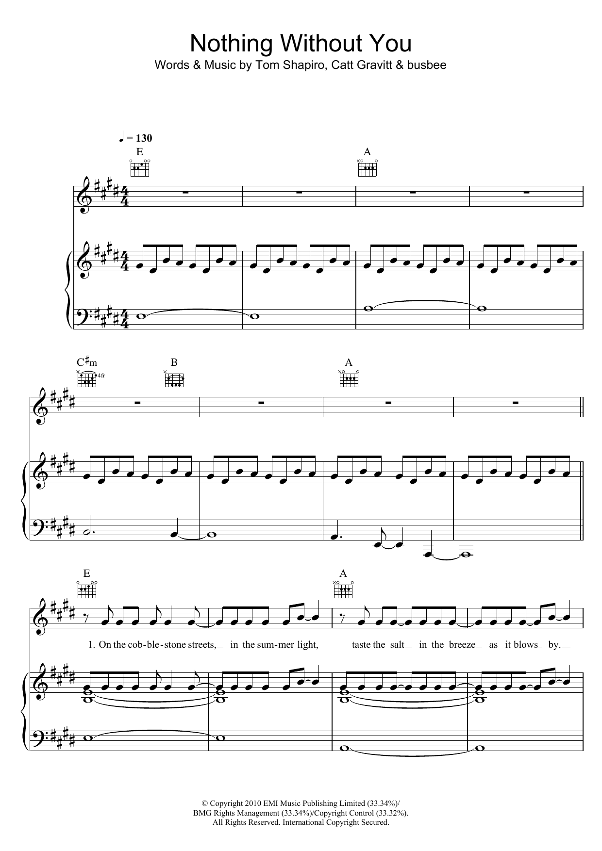 Boyzone Nothing Without You sheet music notes and chords arranged for Piano, Vocal & Guitar Chords