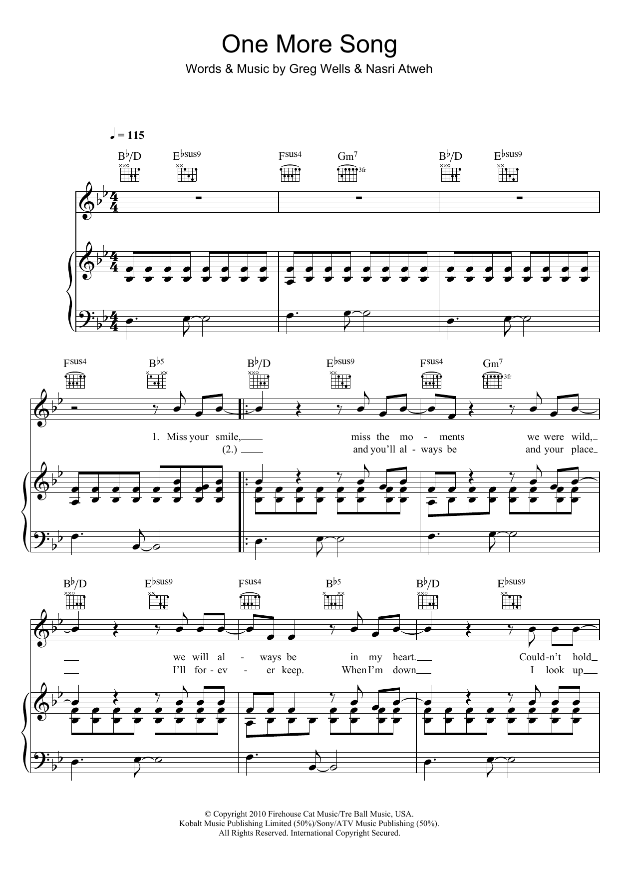 Boyzone One More Song sheet music notes and chords arranged for Piano, Vocal & Guitar Chords