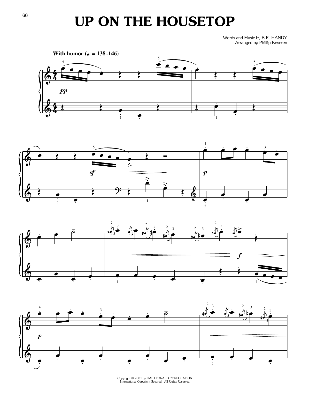 B.R. Hanby Up On The Housetop (arr. Phillip Keveren) sheet music notes and chords arranged for Easy Piano