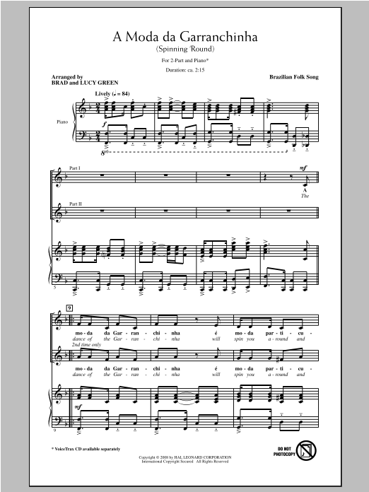 Brad Green A Moda Da Garranchinha (Spinning 'Round) sheet music notes and chords arranged for 2-Part Choir