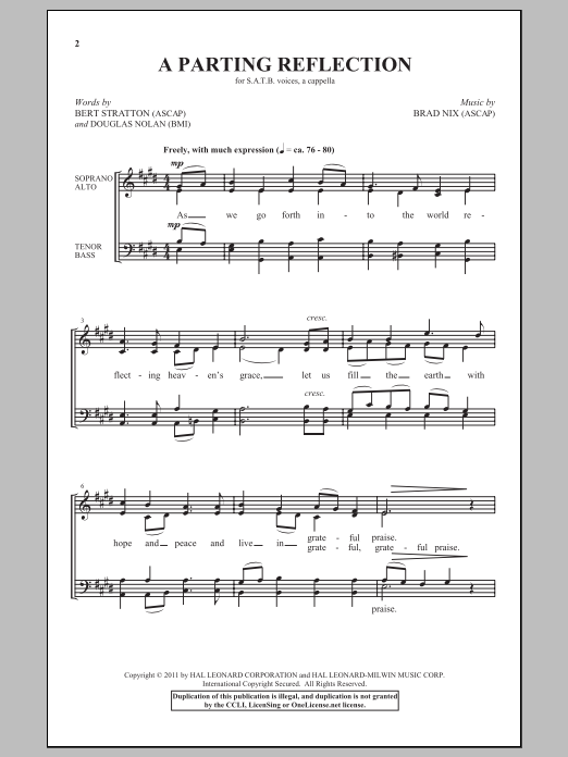 Brad Nix A Parting Reflection sheet music notes and chords arranged for SATB Choir