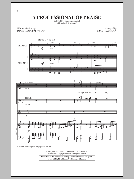 Brad Nix A Processional Of Praise sheet music notes and chords arranged for SATB Choir