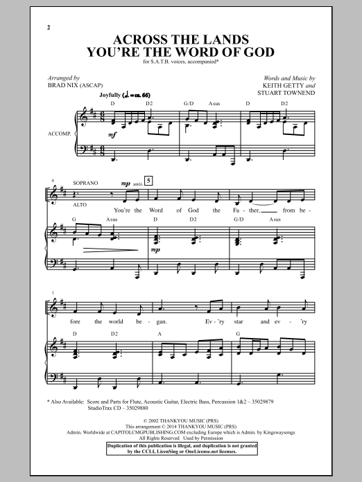 Brad Nix Across The Lands You're The Word Of God sheet music notes and chords arranged for SATB Choir