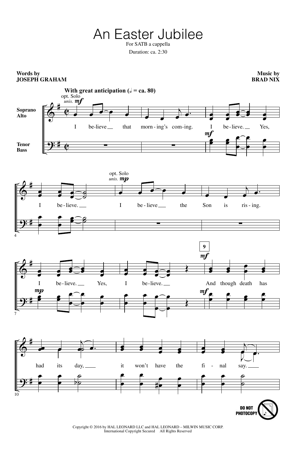 Brad Nix An Easter Jubilee sheet music notes and chords arranged for SATB Choir
