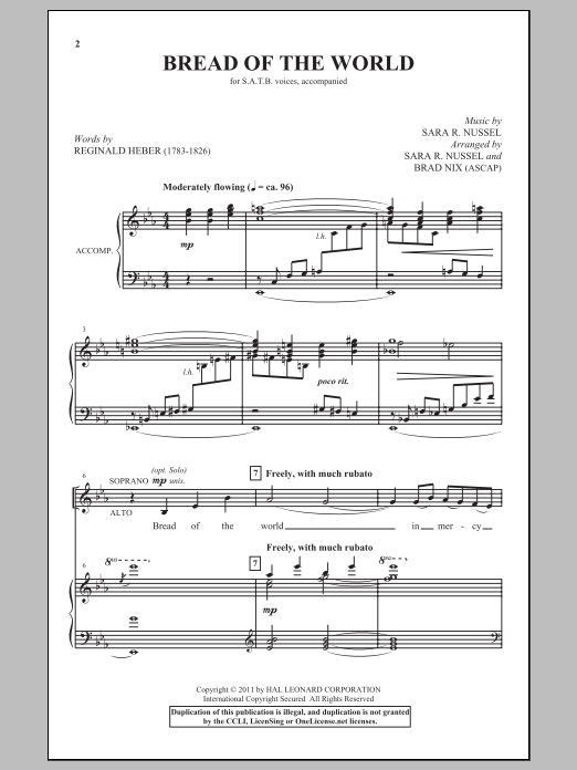 Brad Nix Bread Of The World sheet music notes and chords arranged for SATB Choir