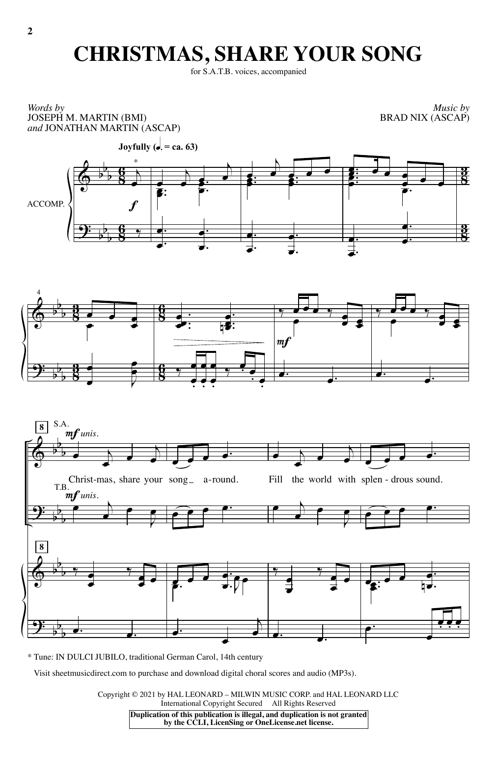Brad Nix Christmas, Share Your Song sheet music notes and chords arranged for SATB Choir