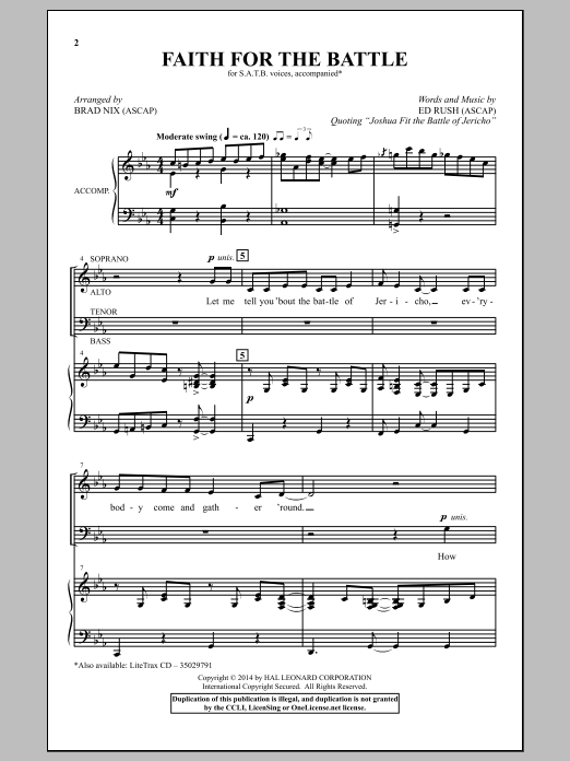 Brad Nix Faith For The Battle sheet music notes and chords arranged for SATB Choir