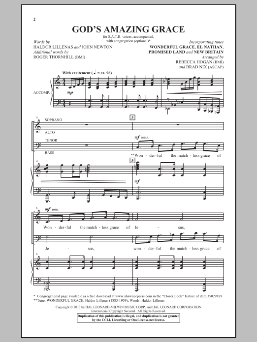 Brad Nix God's Amazing Grace sheet music notes and chords arranged for SATB Choir