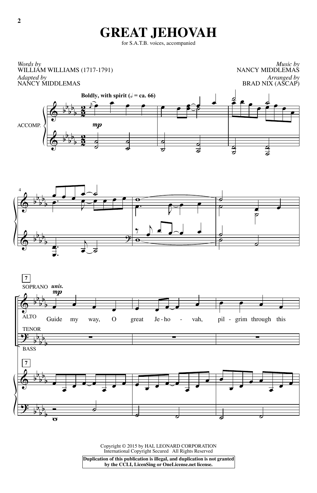 Brad Nix Great Jehovah sheet music notes and chords arranged for SATB Choir