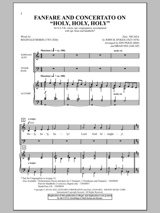 Brad Nix Holy, Holy, Holy sheet music notes and chords arranged for SATB Choir
