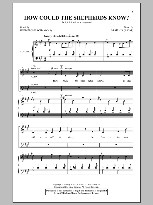 Brad Nix How Could The Shepherds Know? sheet music notes and chords arranged for SATB Choir