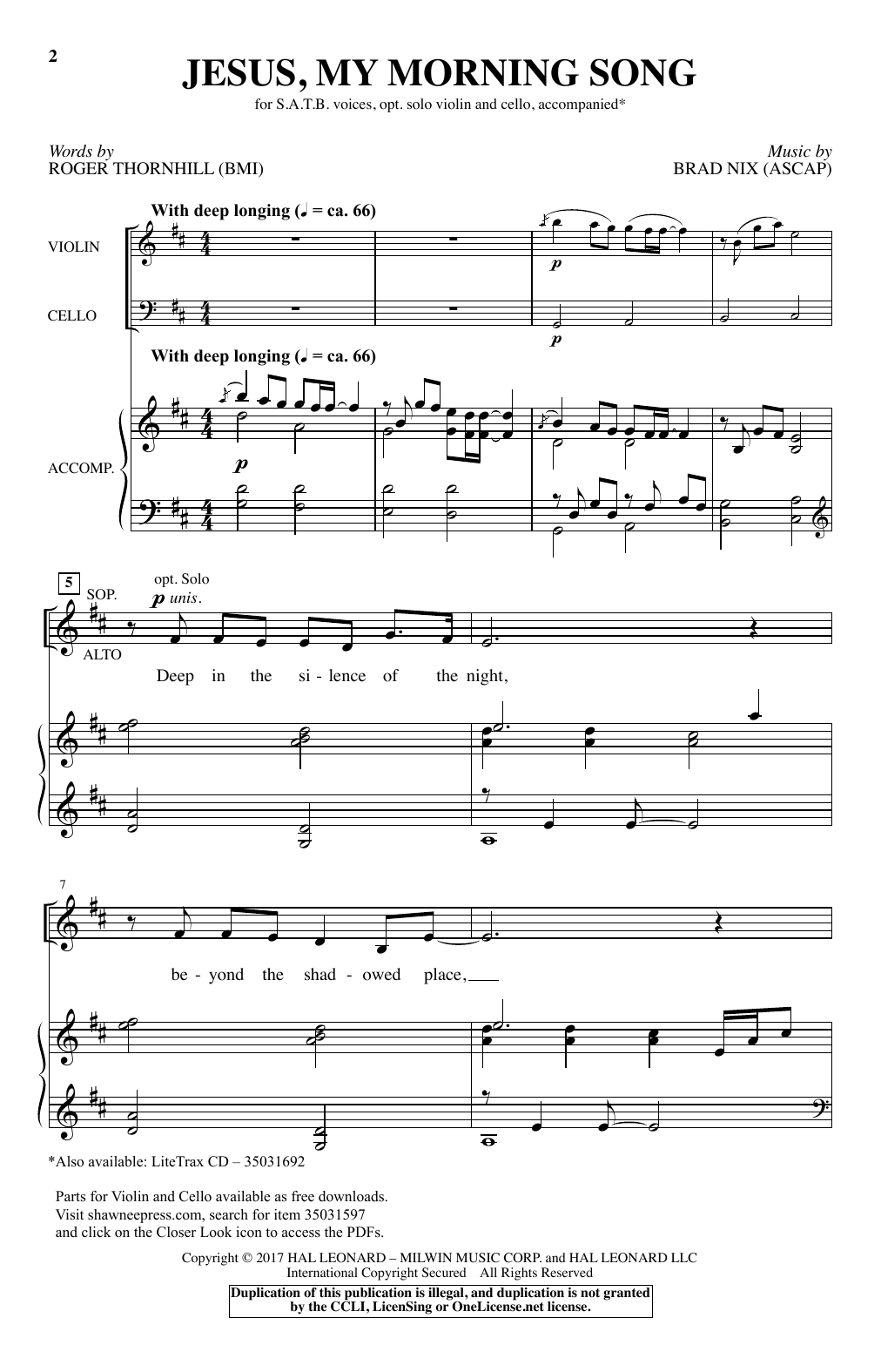 Brad Nix Jesus, My Morning Song sheet music notes and chords arranged for SATB Choir