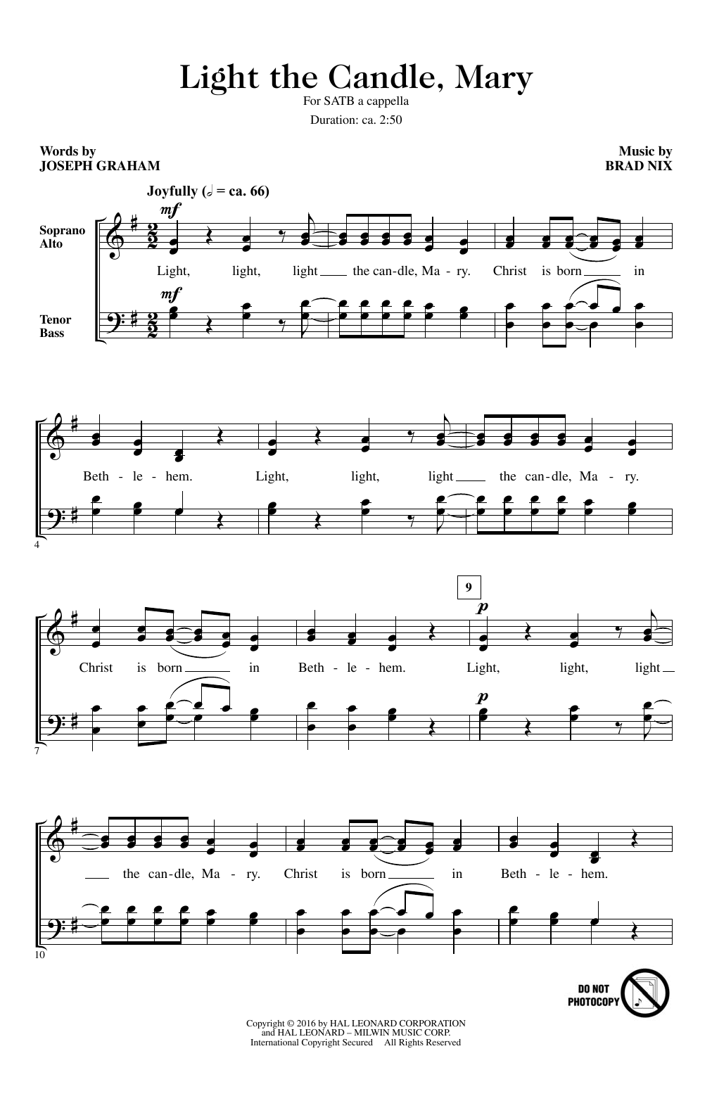 Brad Nix Light The Candle, Mary sheet music notes and chords arranged for SATB Choir