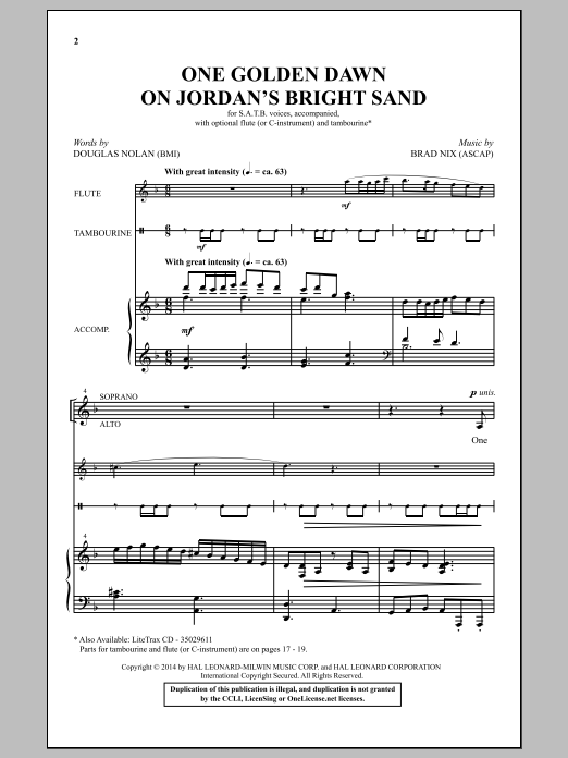 Brad Nix One Golden Dawn On Jordan's Bright Sand sheet music notes and chords arranged for SATB Choir
