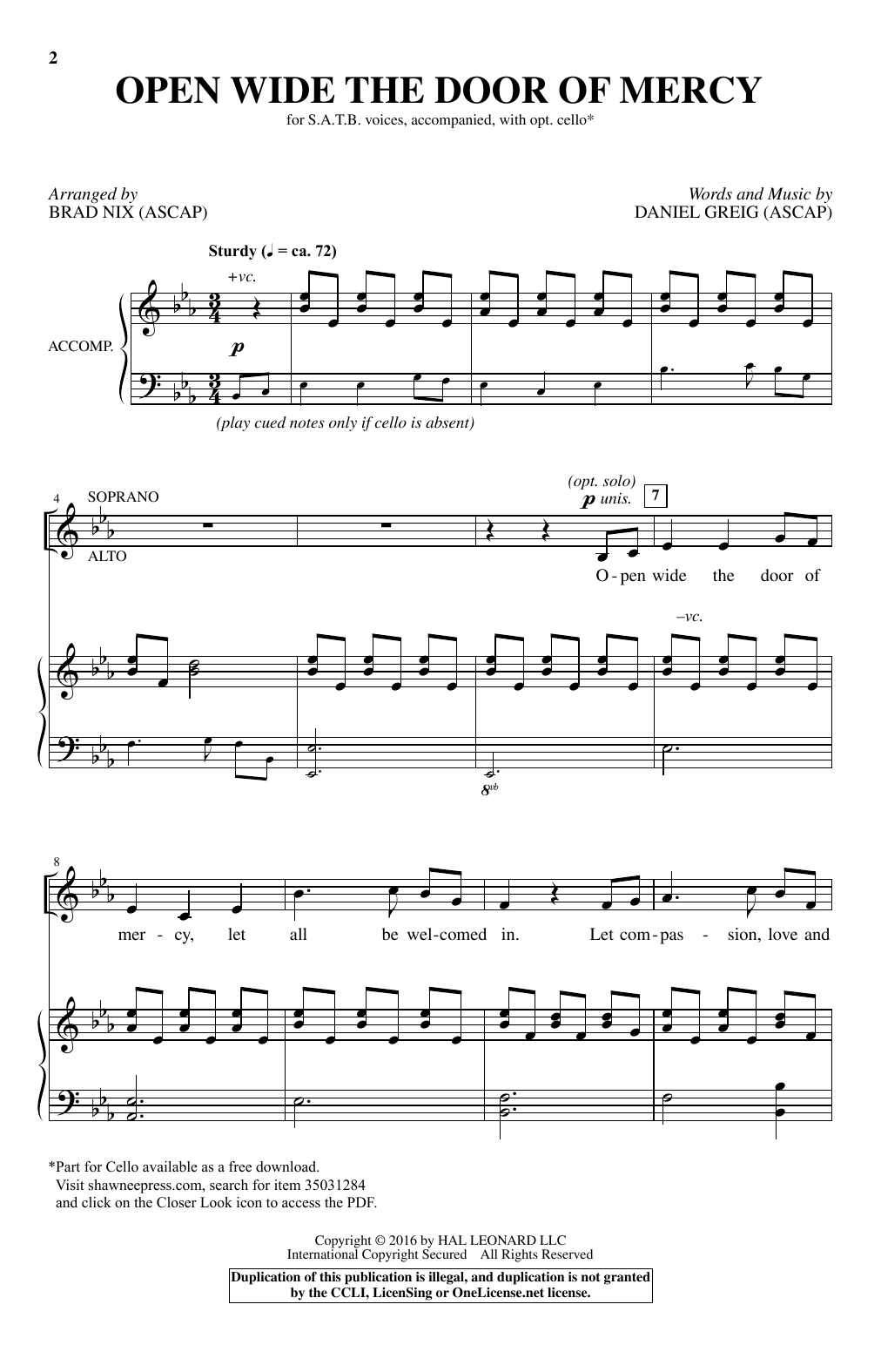 Brad Nix Open Wide The Door Of Mercy sheet music notes and chords arranged for SATB Choir