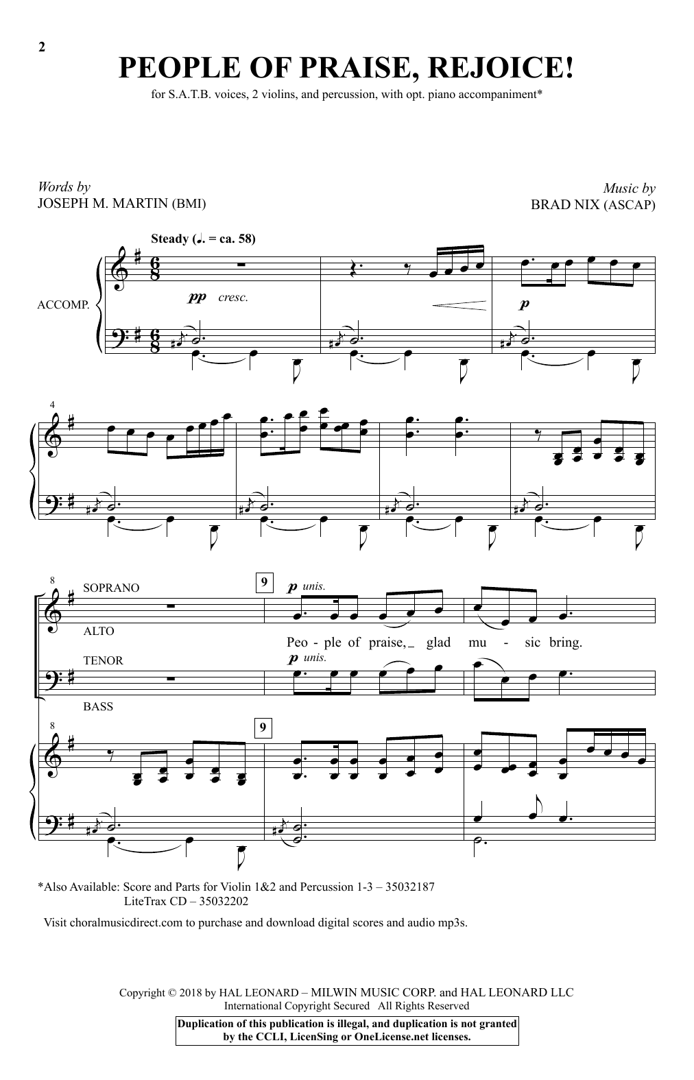 Brad Nix People Of Praise, Rejoice! sheet music notes and chords arranged for SATB Choir