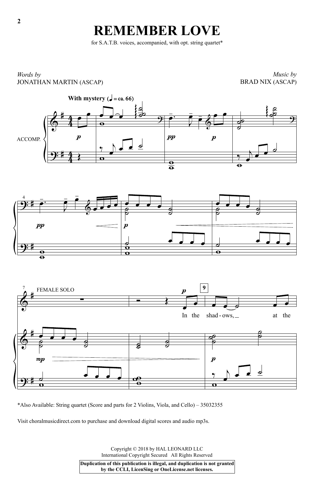 Brad Nix Remember Love sheet music notes and chords arranged for SATB Choir