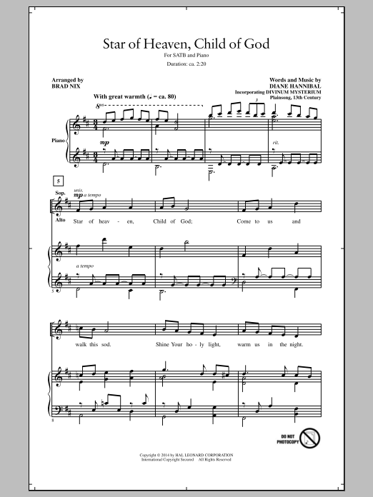 Brad Nix Star Of Heaven, Child Of God sheet music notes and chords arranged for SATB Choir