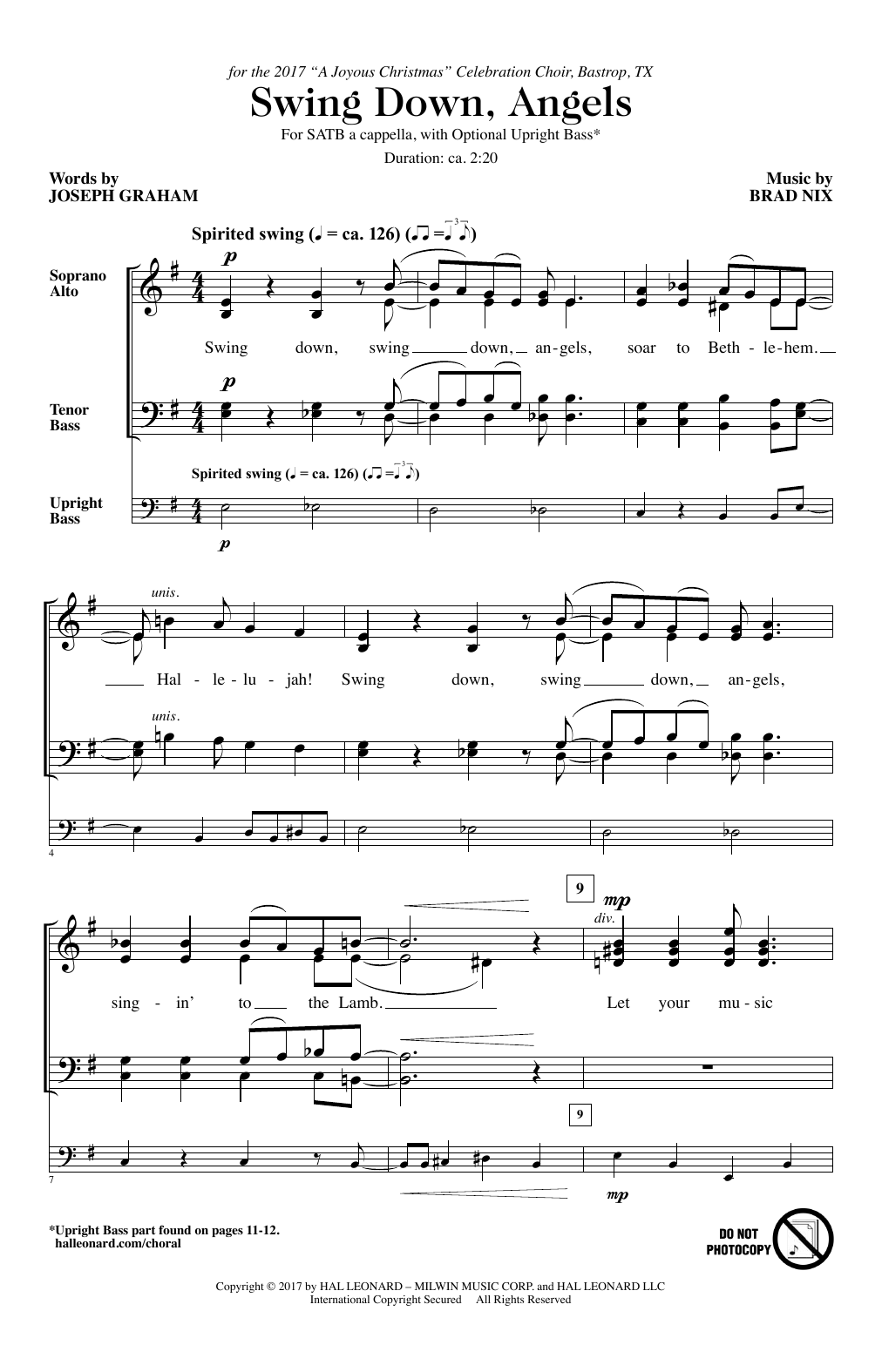 Brad Nix Swing Down, Angels sheet music notes and chords arranged for SATB Choir