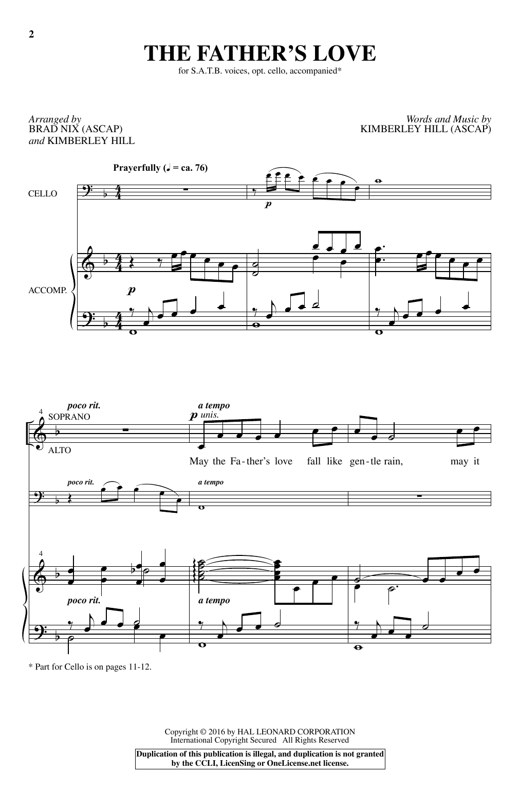 Brad Nix The Father's Love sheet music notes and chords arranged for SATB Choir