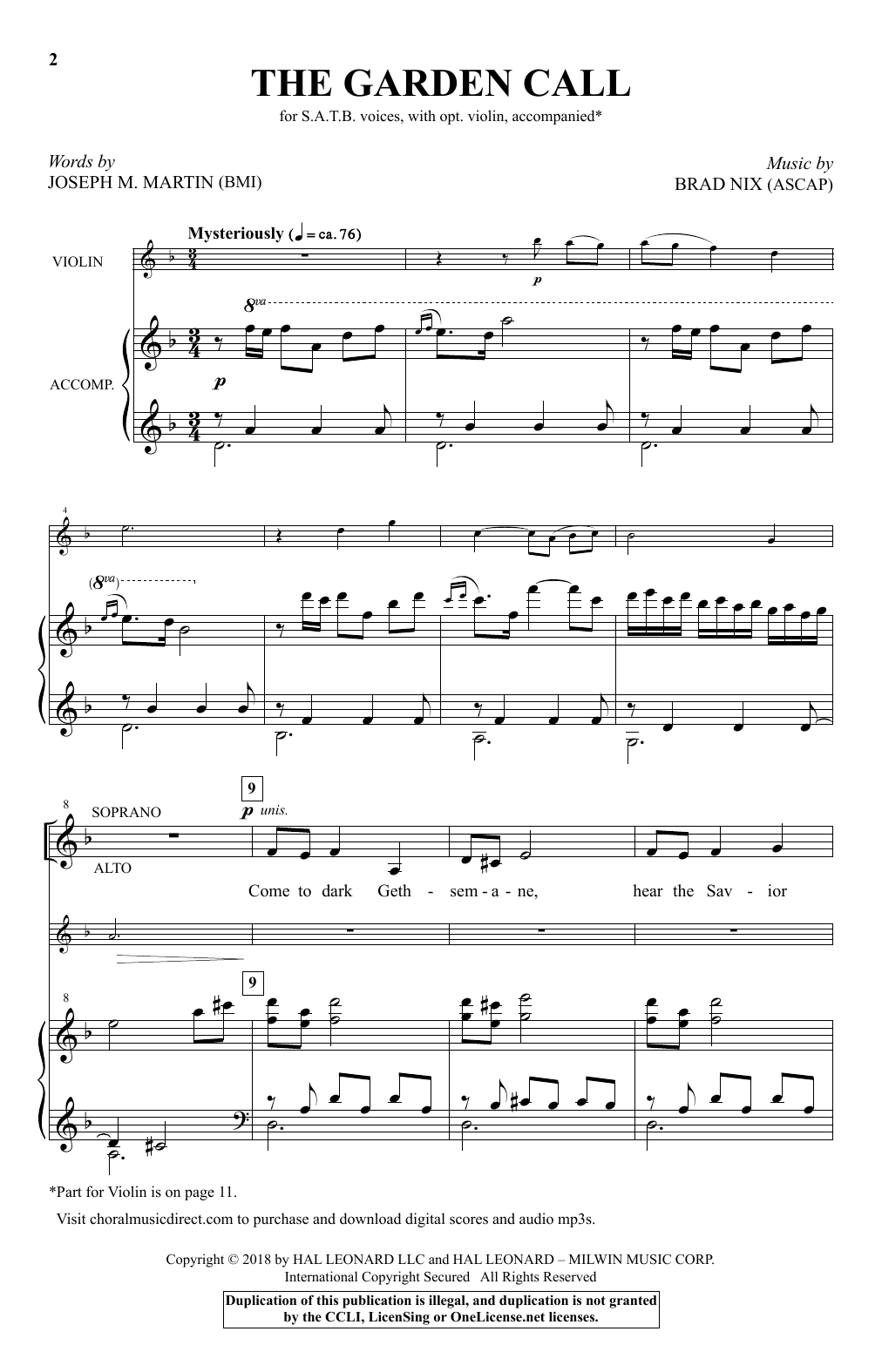 Brad Nix The Garden Call sheet music notes and chords arranged for SATB Choir