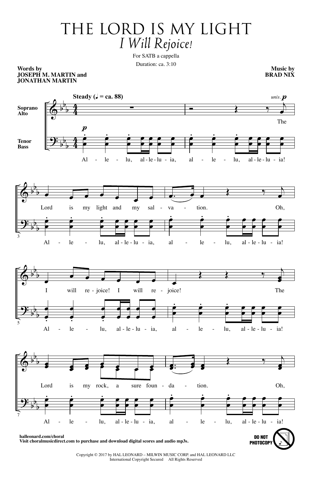 Brad Nix The Lord Is My Light (I Will Rejoice!) sheet music notes and chords arranged for SATB Choir