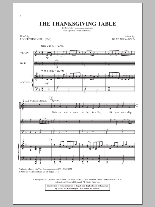 Brad Nix The Thanksgiving Table sheet music notes and chords arranged for SATB Choir