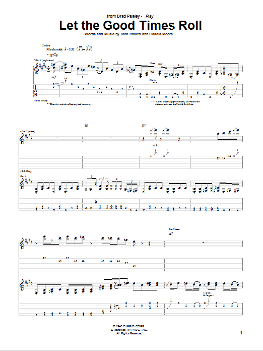 Brad Paisley Let The Good Times Roll sheet music notes and chords arranged for Guitar Tab