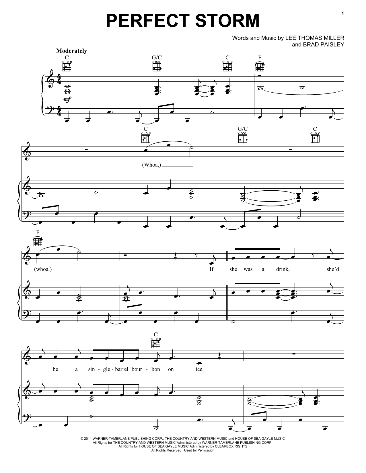 Brad Paisley Perfect Storm sheet music notes and chords arranged for Piano, Vocal & Guitar Chords (Right-Hand Melody)
